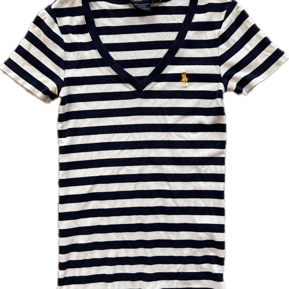 Ralph Lauren Navy and White Striped Top